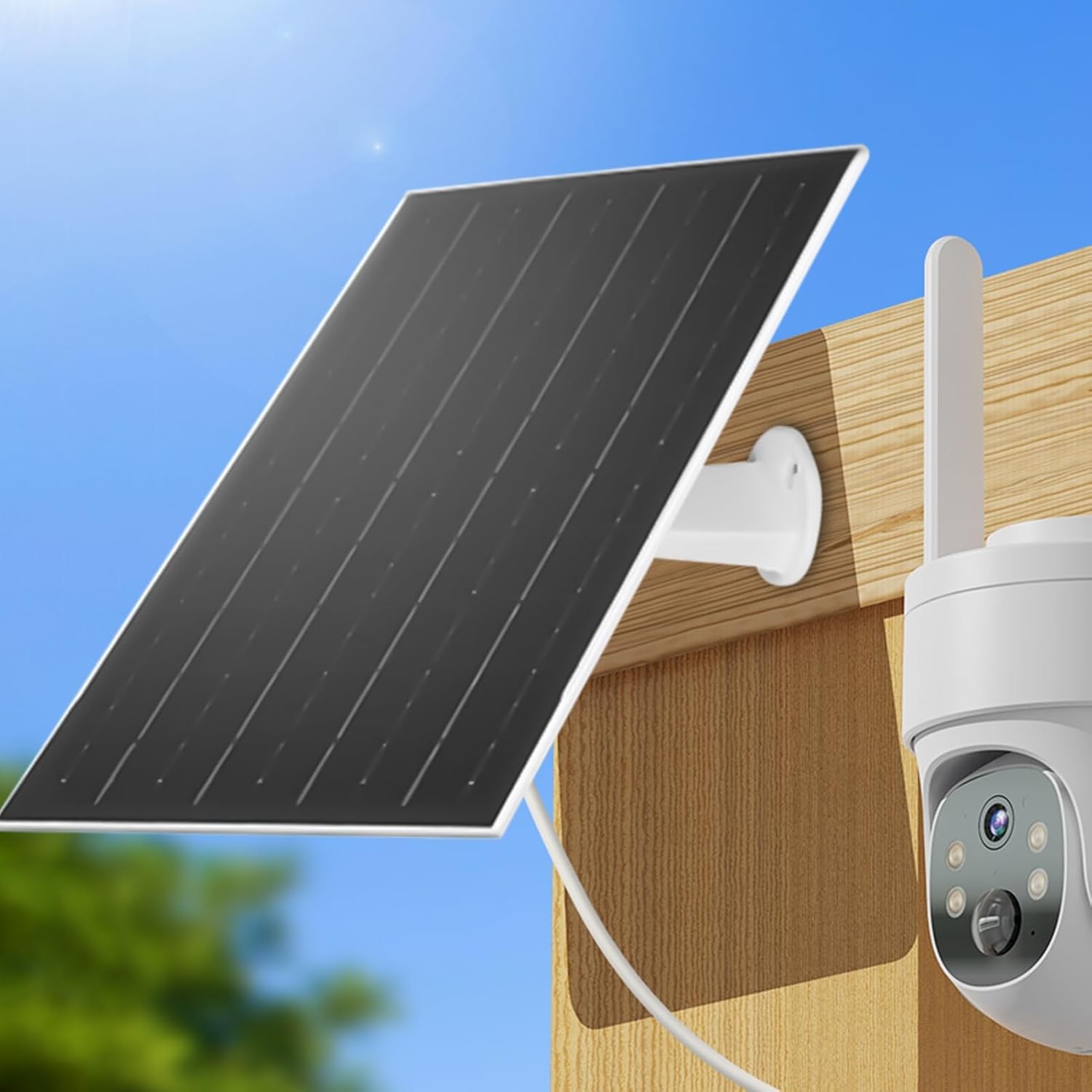 8W Solar Panel Charger for Ring Camera Spotlight & Stick Up Cam with 10ft Cable