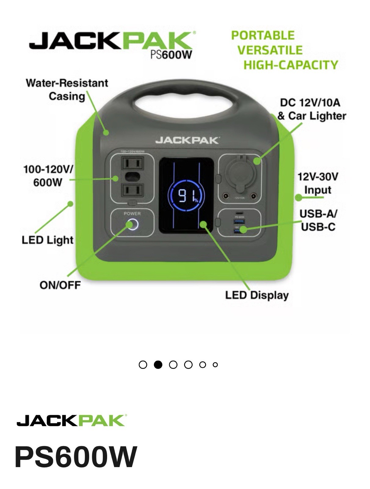 Portable Jackpak Battery PS600W SP100W Portable Power Station