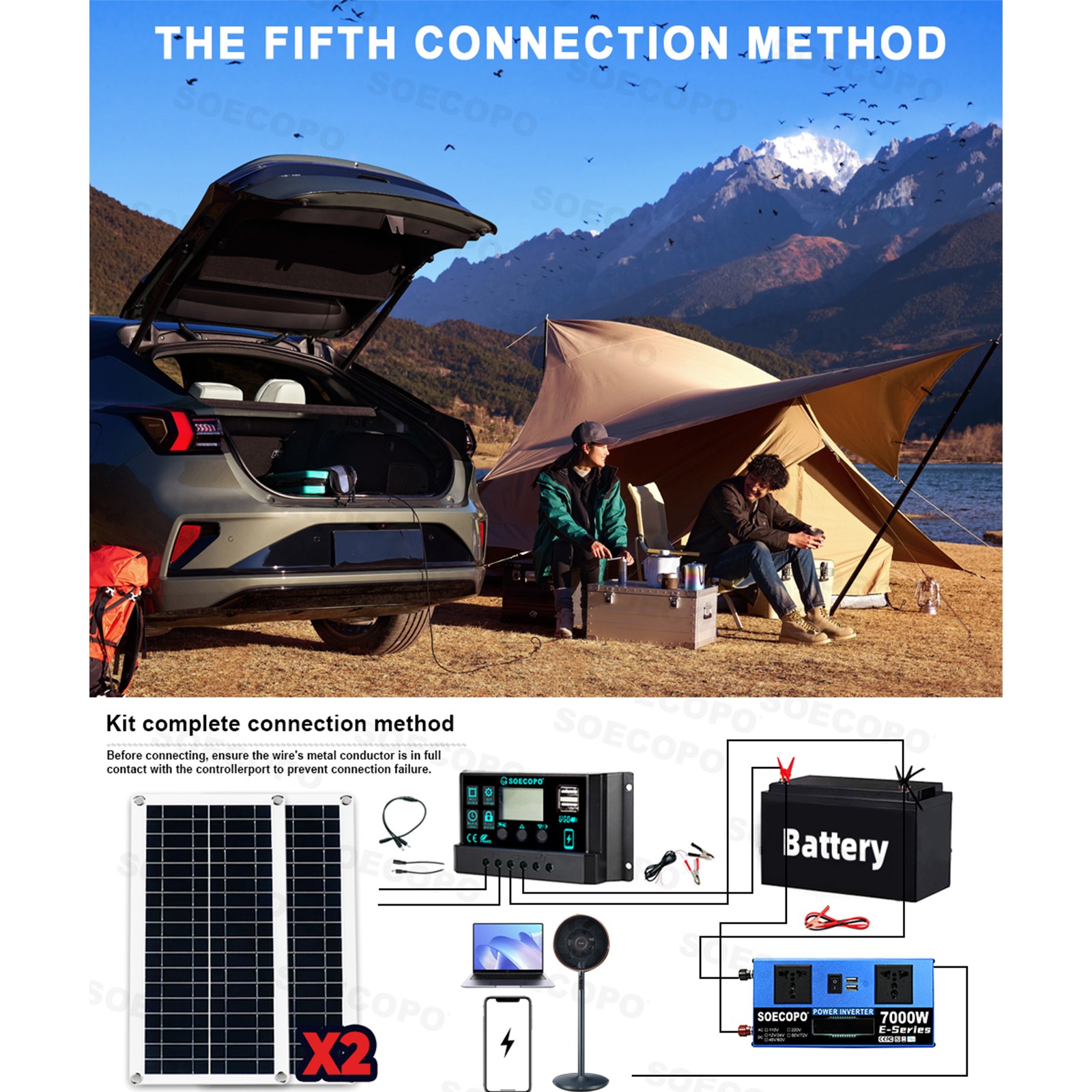 7000W Solar Energy Kit | Off-Grid Solution, 2pcs 200W Solar Panels, Controller