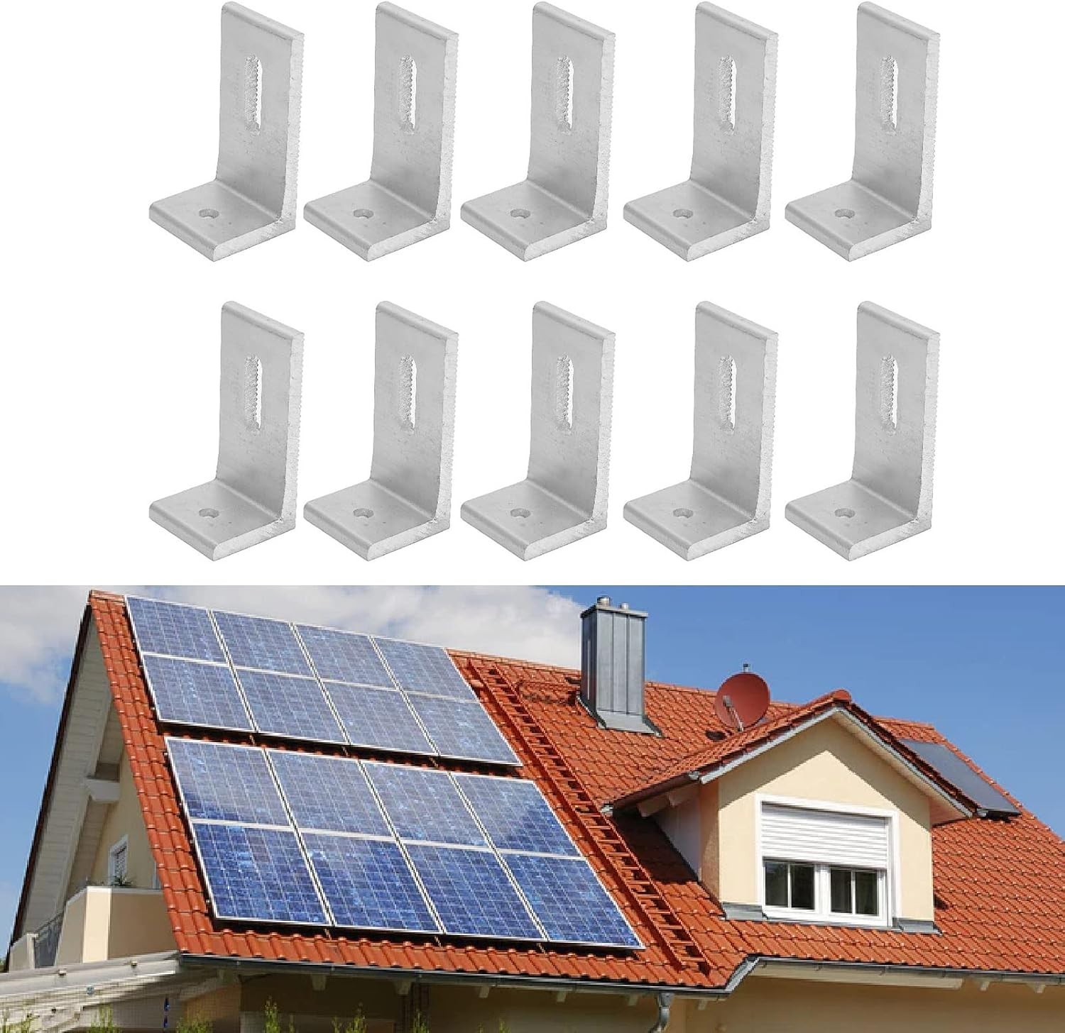 10-Pack Heavy-Duty Aluminum Alloy L-Foot Solar Mounts Photovoltaic Panel Moun…