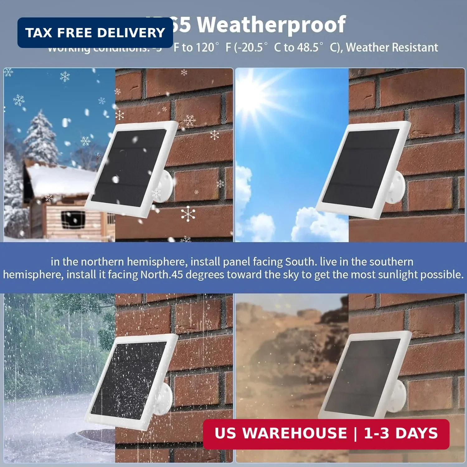 Solar Panel for Ring Camera(2Nd Generation), 2 Pack 5W Solar Panel with 10FT/3M