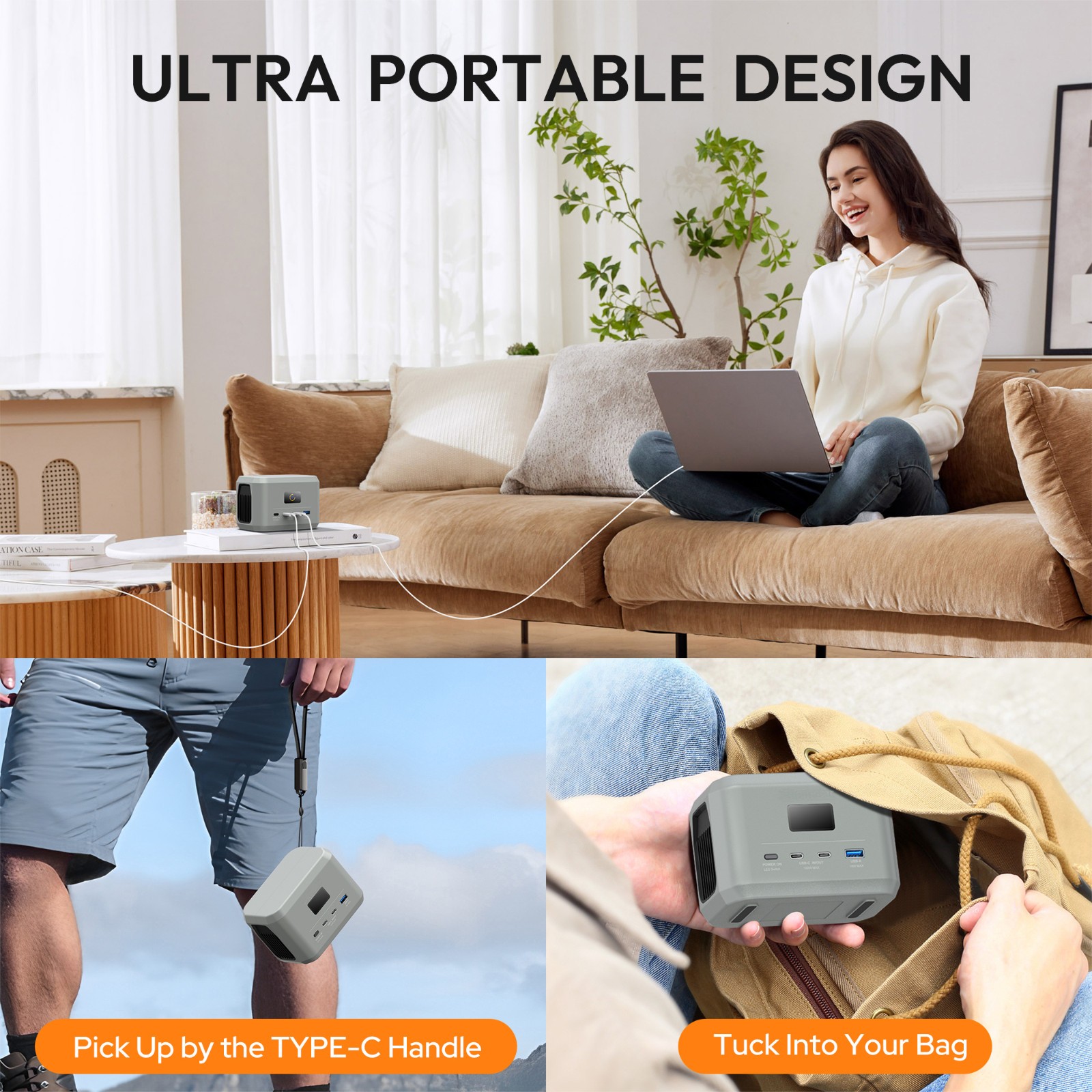 Portable Power Station 100W 96Wh LiFePO4 Battery Fast Charging Solar Generator