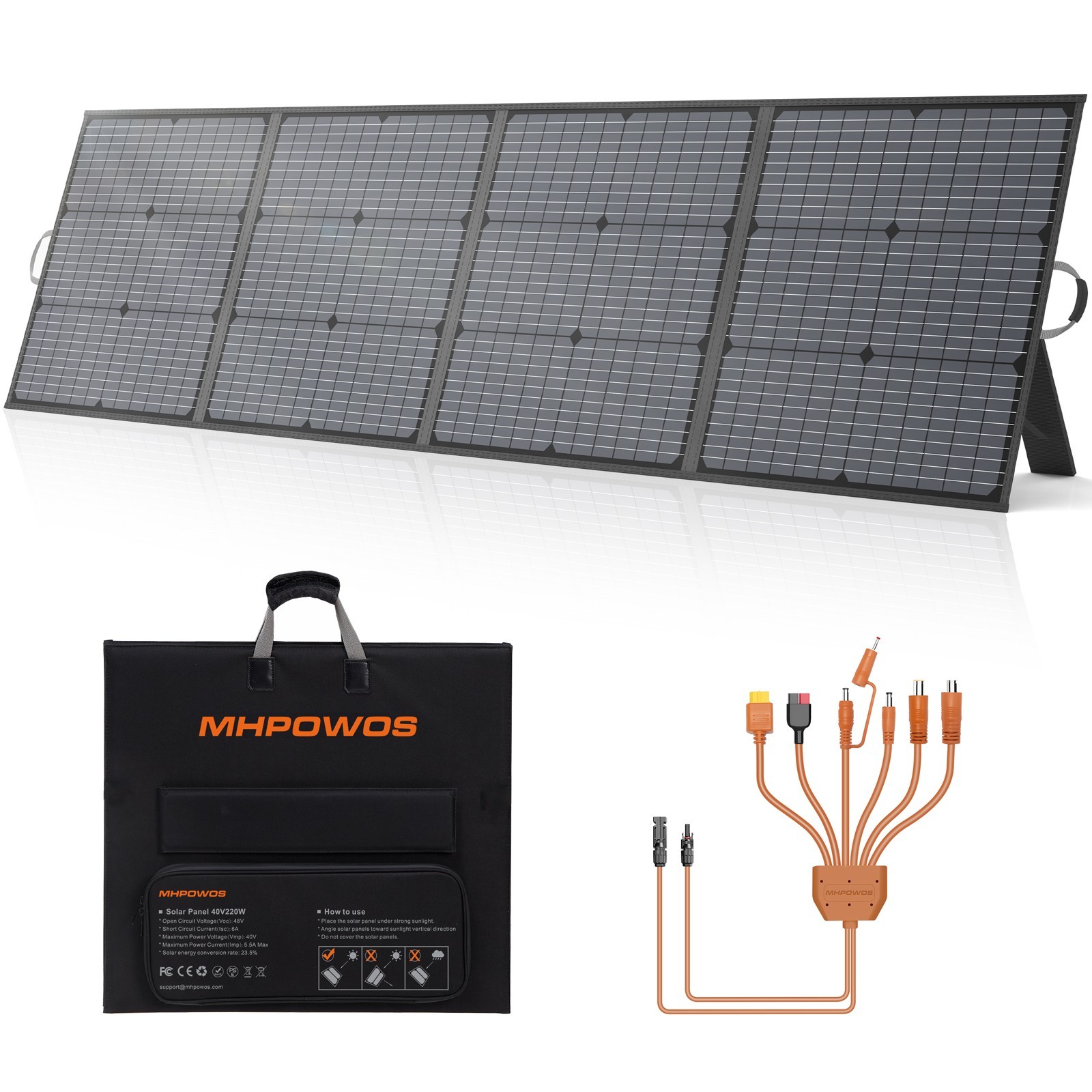 MHPOWOS 220W Solar Panel Charger 40V for BLUETTI AC180 Portable Power Station