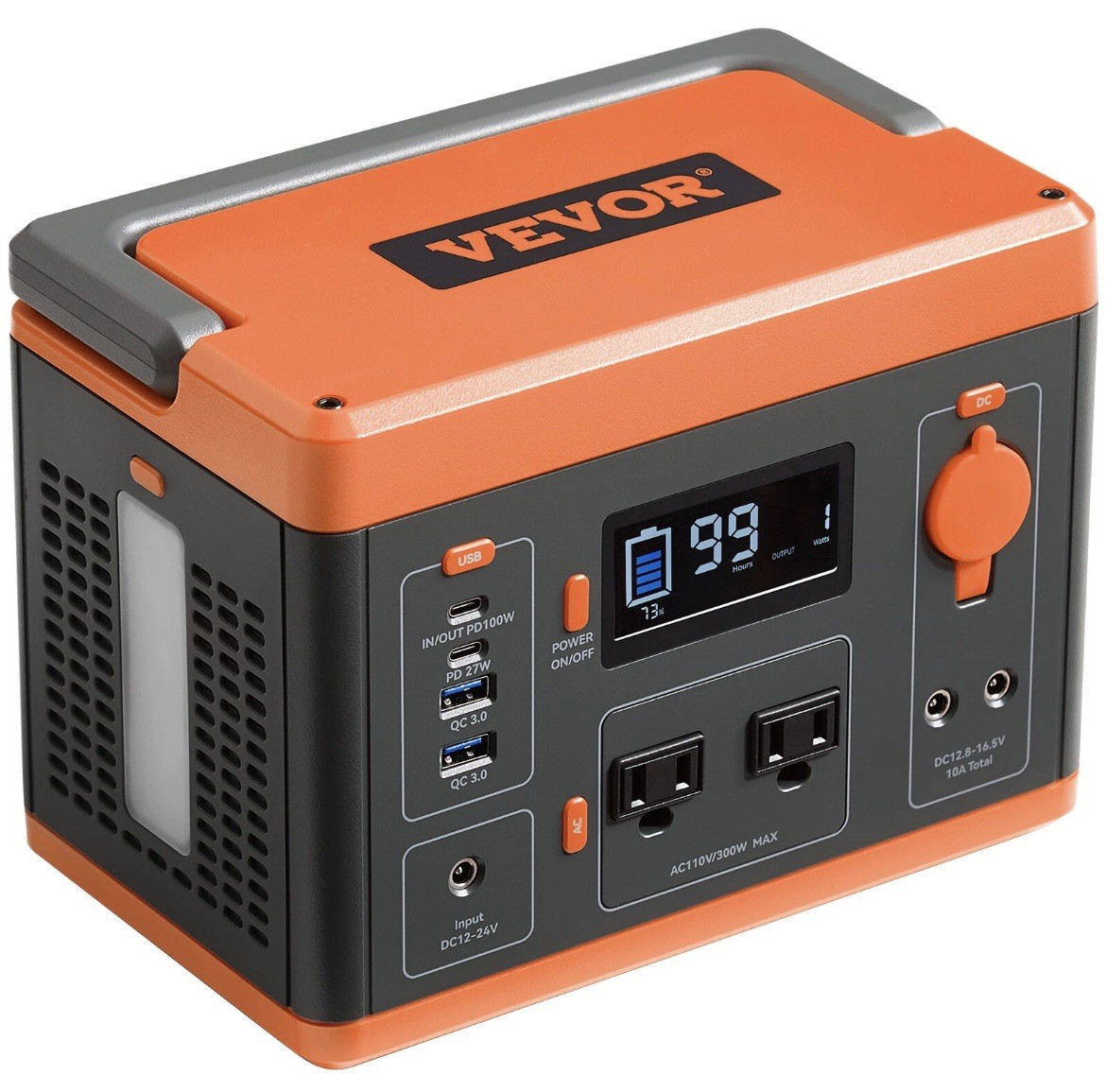 VEVOR Portable Power Station Solar Generator 296Wh 300W Backup Lithium Battery