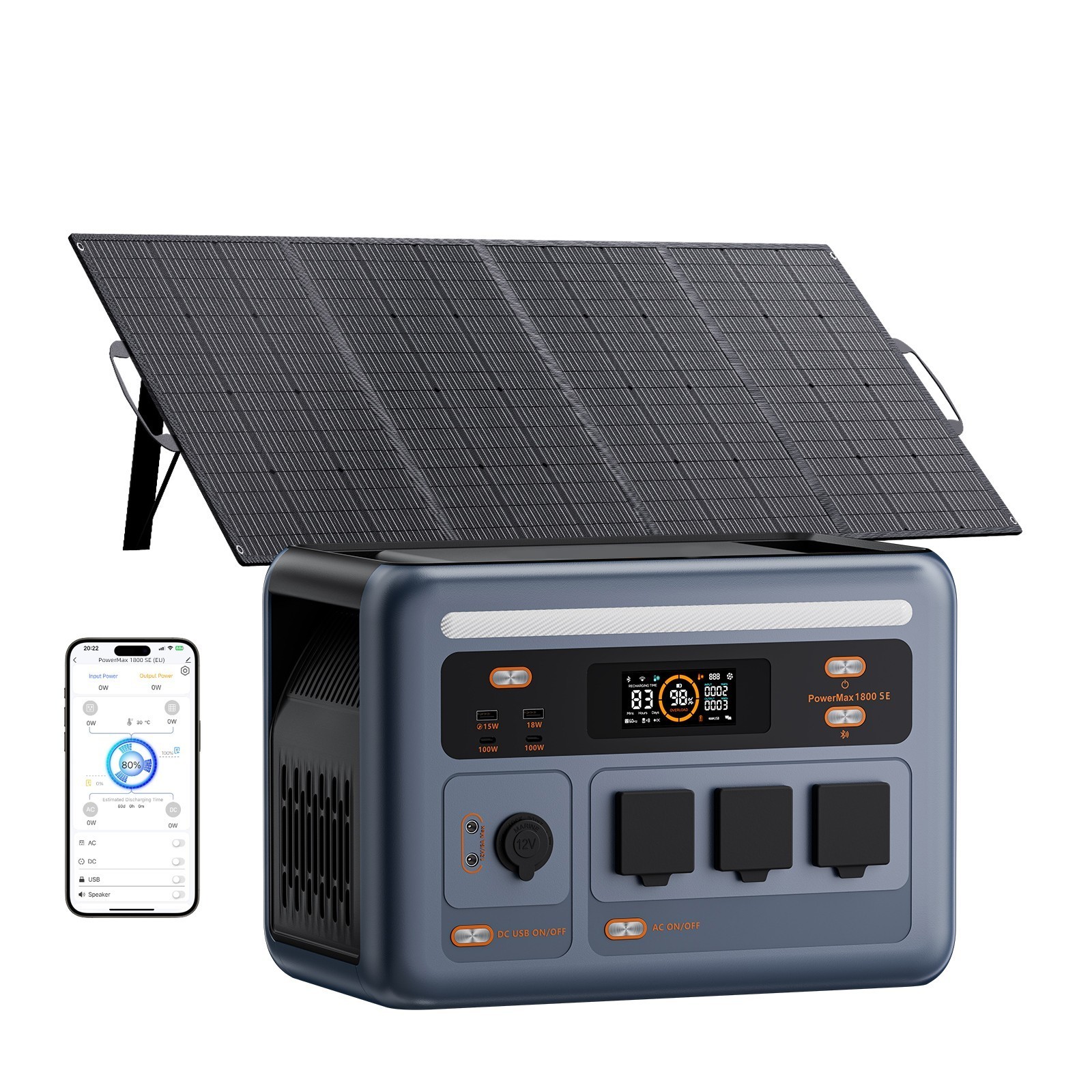 LiFePO4 USV 200W Solarpanels PowerMax 1800SE Tragbares Powerstation 1024Wh OSCAL