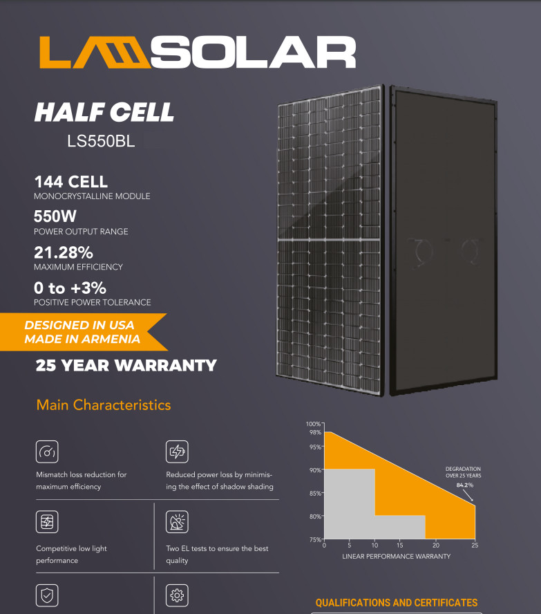 LA SOLAR 550W BLACK ON BLACK Solar Panel
