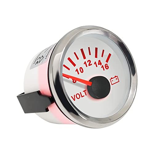 Waterproof Voltmeter Volt Meter 8-16V with Backlight 12V White+Stainless Steel