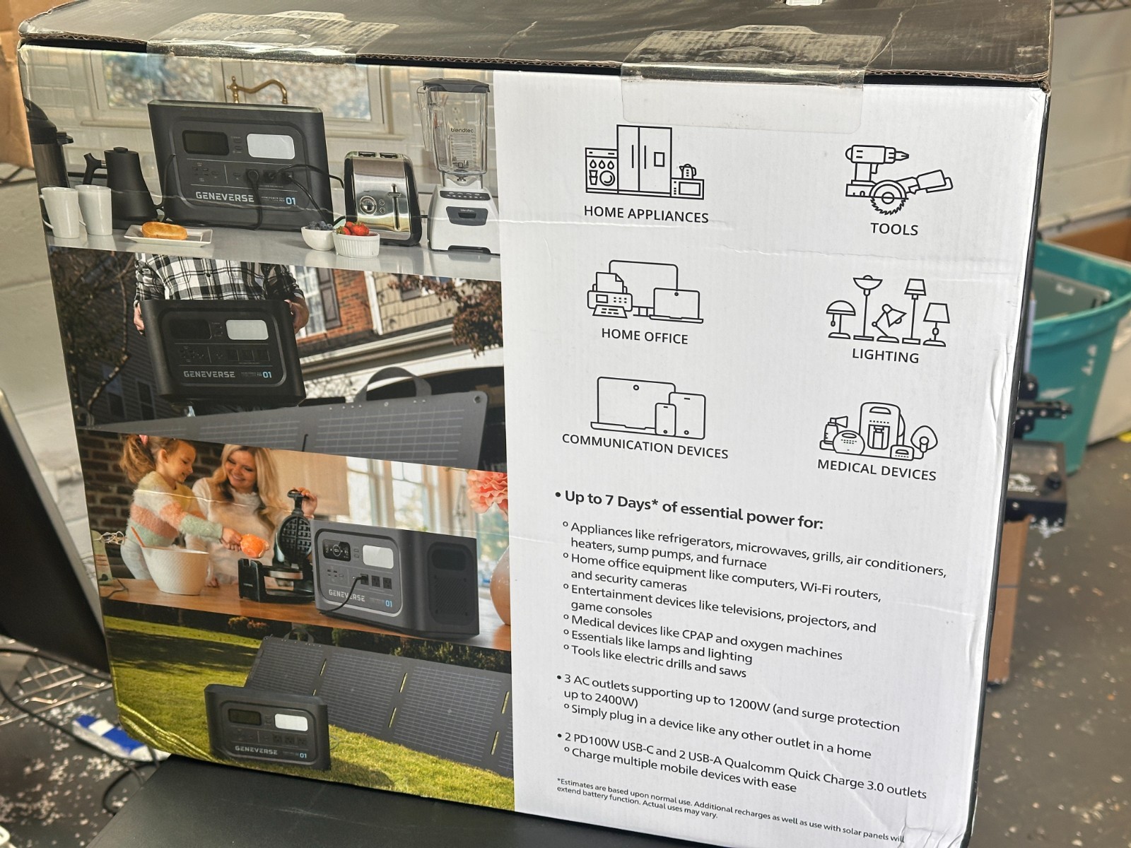 NEW! Geneverse 1210Wh Solar Generator + 2/100Watt mini Solar Panels SEALED