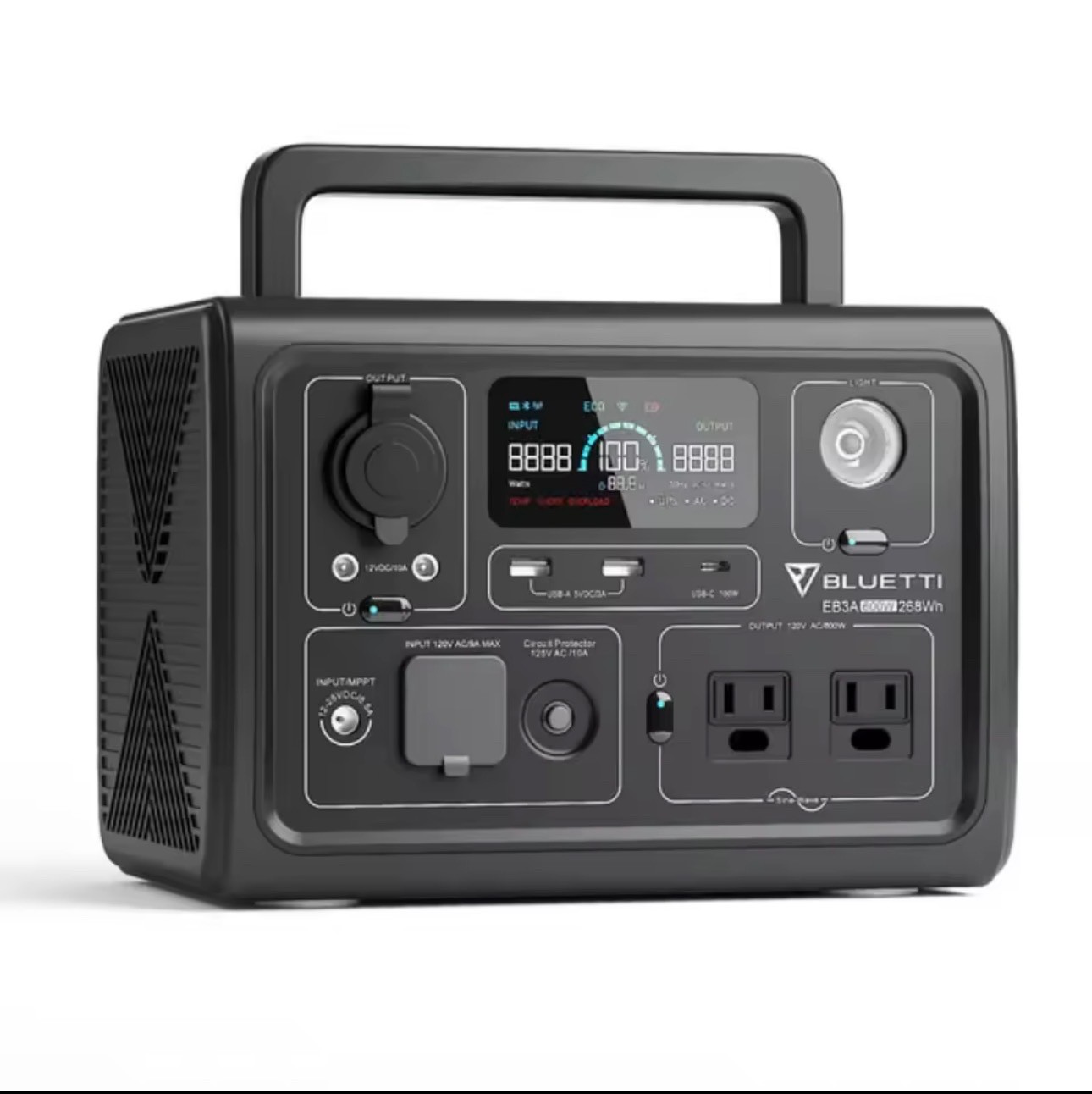 Bluetti EB3A 600W 268Wh Power Station – Gray