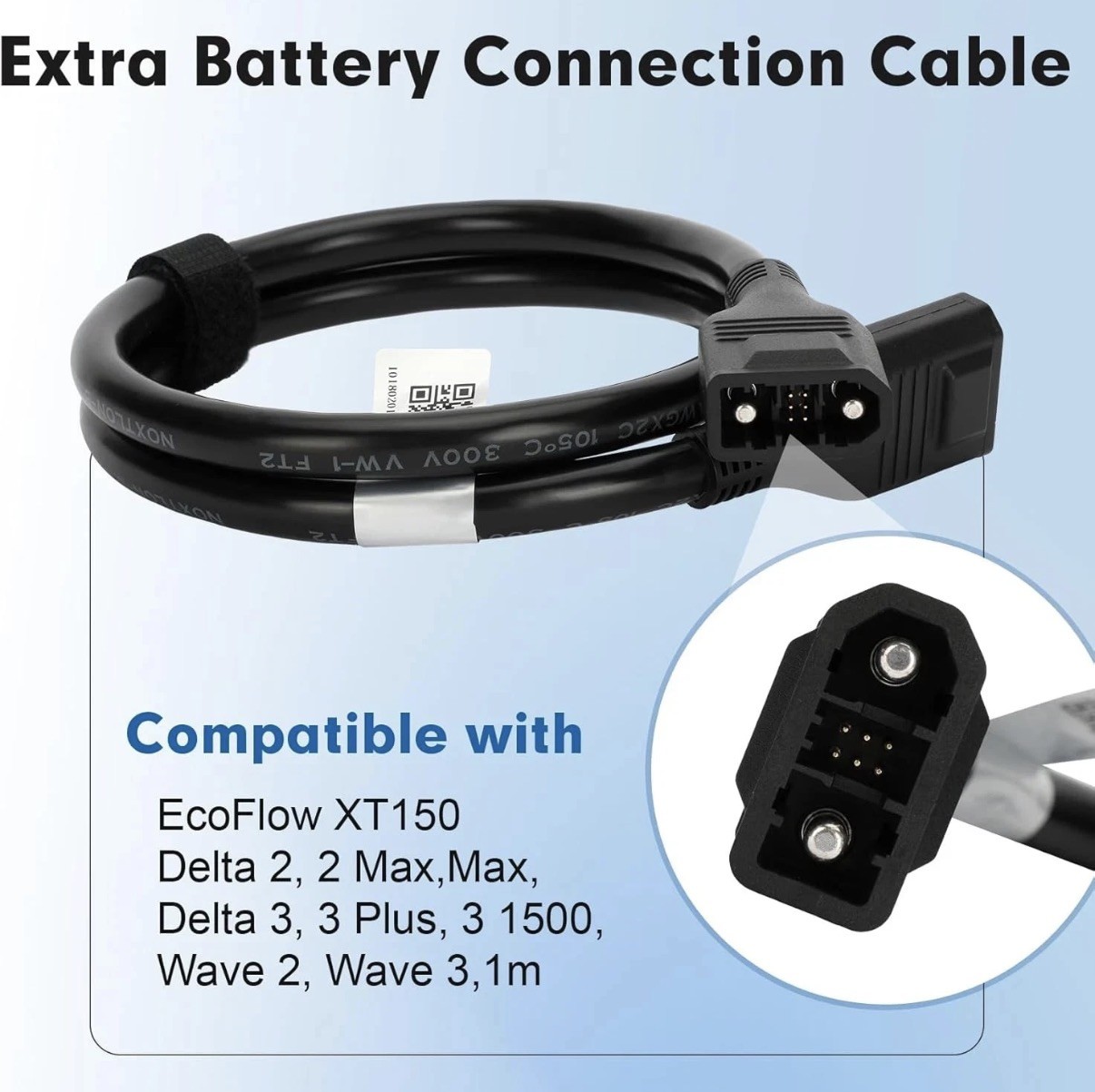 Extra Battery Cable for Ecoflow, XT150 Extra Battery Cable Compatible with Delta