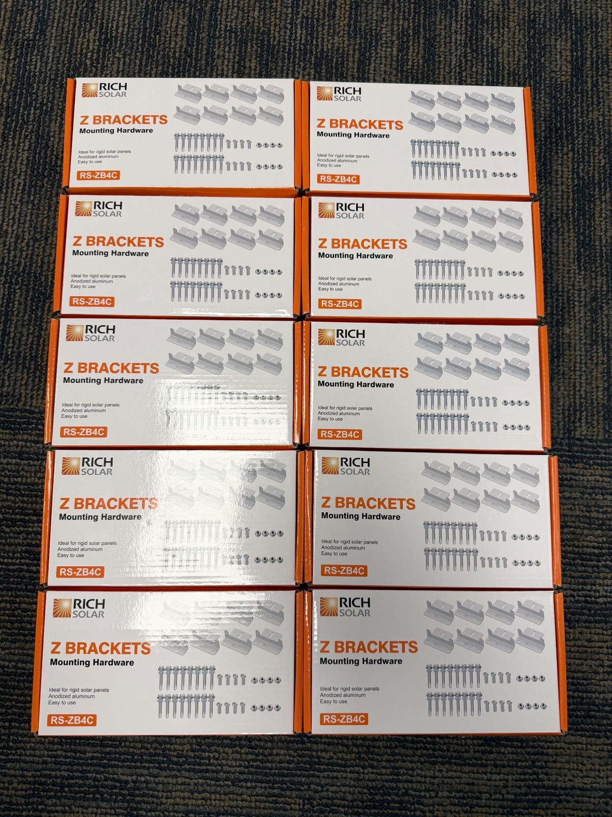 Lot of 10 RICH SOLAR Z-Brackets | Mounting Hardware with Screws – RS-ZB4C