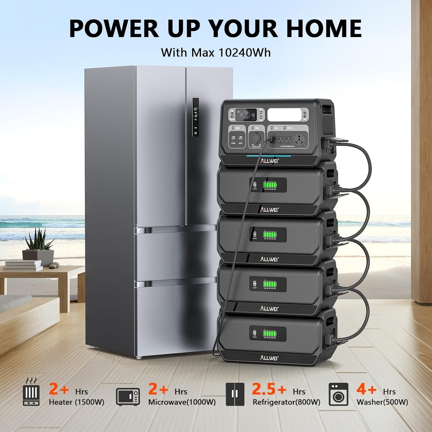 2400W Portable Power Station with 4096Wh Extra Battery Backup for Home Camping