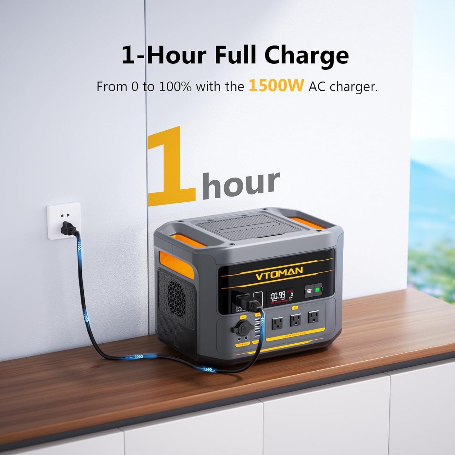 VTOMAN FlashSpeed 2400 Portable Power Station, 1408Wh LiFePO4 Battery 2400W