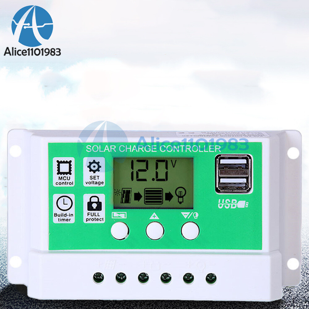12V 24V 10A/20A/30A Solar Panel Regulator Charge Controller Battery Dual USB PWM