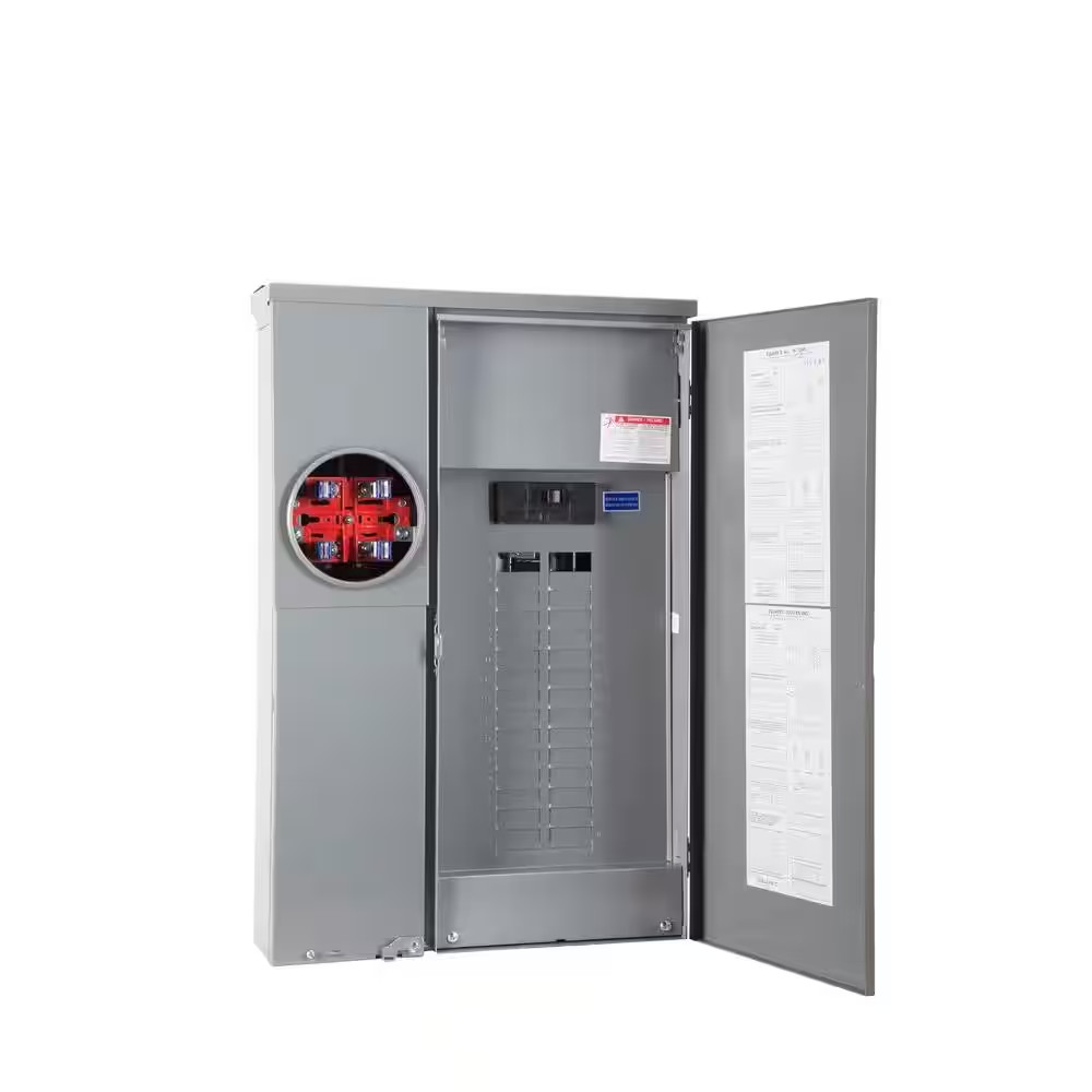 Homeline 200 Amp 30-Space 42-Circuit Outdoor Ring-Type Surface Mount Solar-Ready