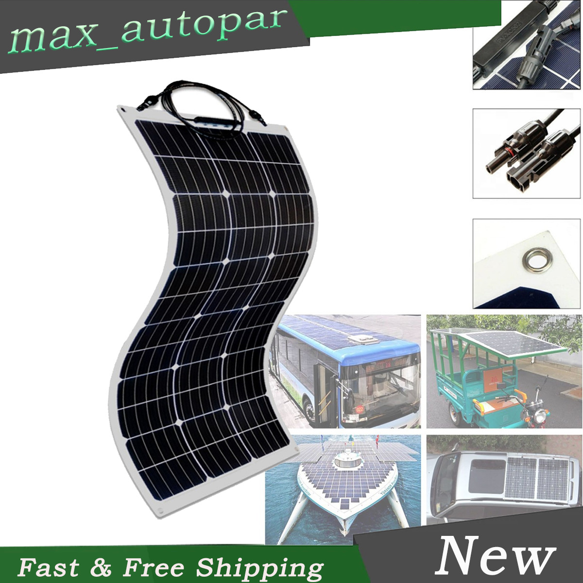 300W Watt Flexible Mono Solar Panel Home RV Rooftop Camping Off-Grid Power 18V