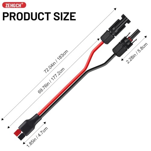 Solar Panel Cable Connector Kit with 10AWG Heavy-Duty Tinned Copper Charge 6FT