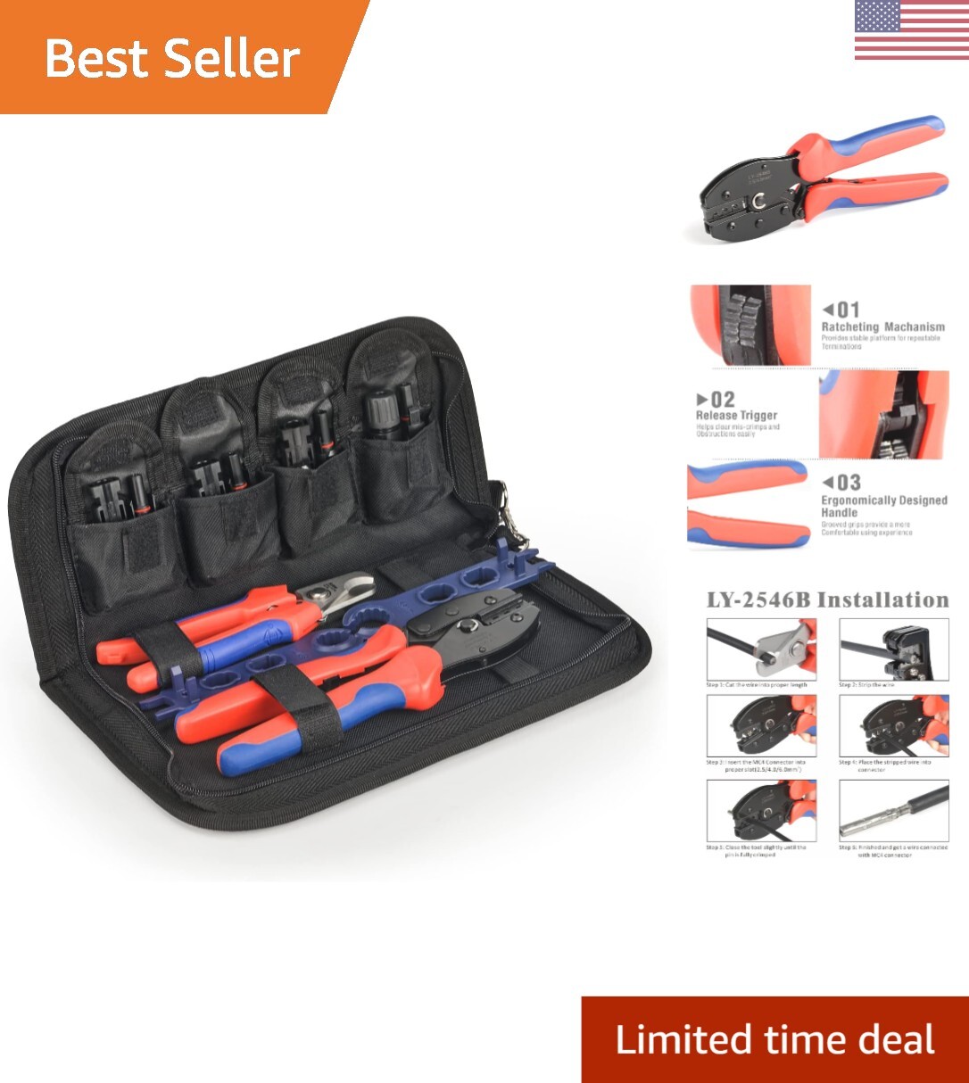 Complete Solar Crimping Tool Kit – Oxford Bag – Connectors – Cable Cutter