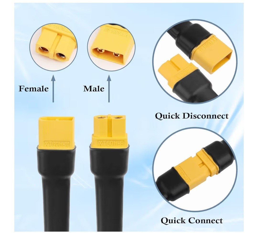 MOOKEERF XT60 Extension Cable 10AWG 100FT Male to Female RC Battery Solar