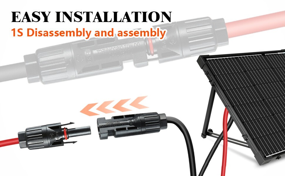 20Ft 12 AWG Solar Panel Extension Cable Solar Wire Connectors for PV connectors
