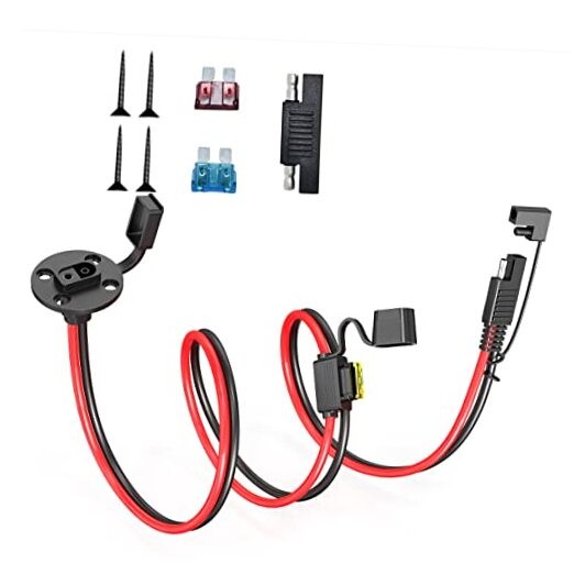 SAE Power Socket to SAE Connector Extension Cable,14AWG Panel 3.3FT SAE Cable