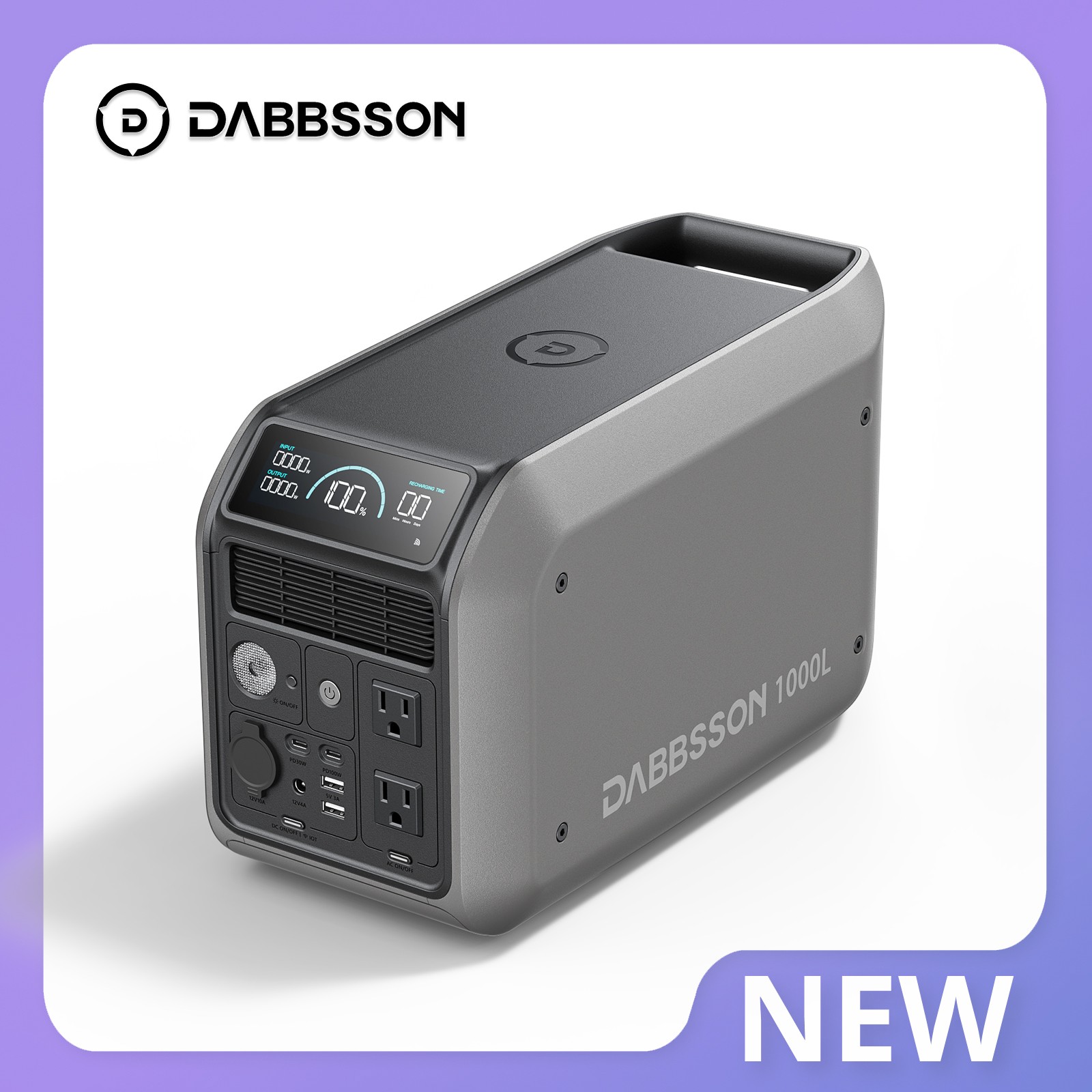 Dabbsson 1000L 1008Wh 1200W Portable Power Station Generator Outdoor/Home Backup