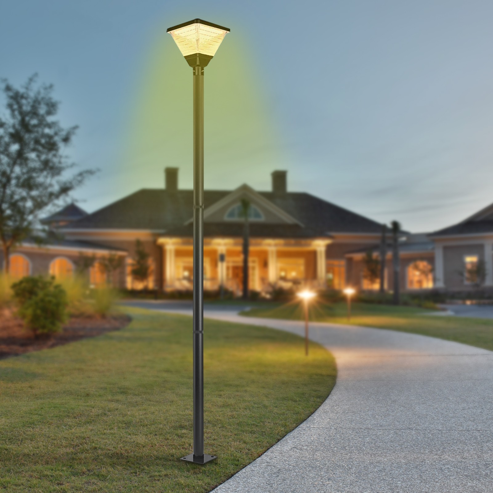 10ft Black Galvanized Steel Outdoor Parking Lot Lighting Post With Ground Cage