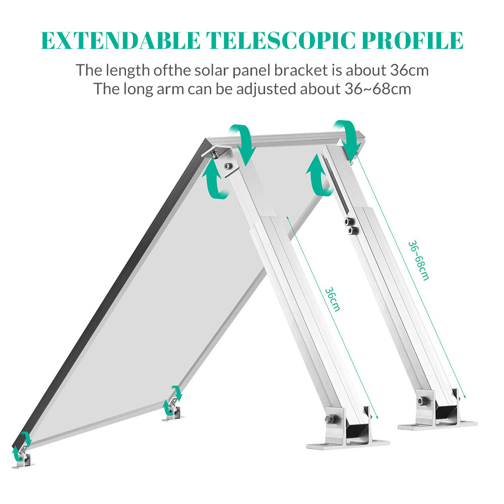 Adjustable Solar Panel Mounting Brackets Kit System Aluminum RV Roof Tilt Mount