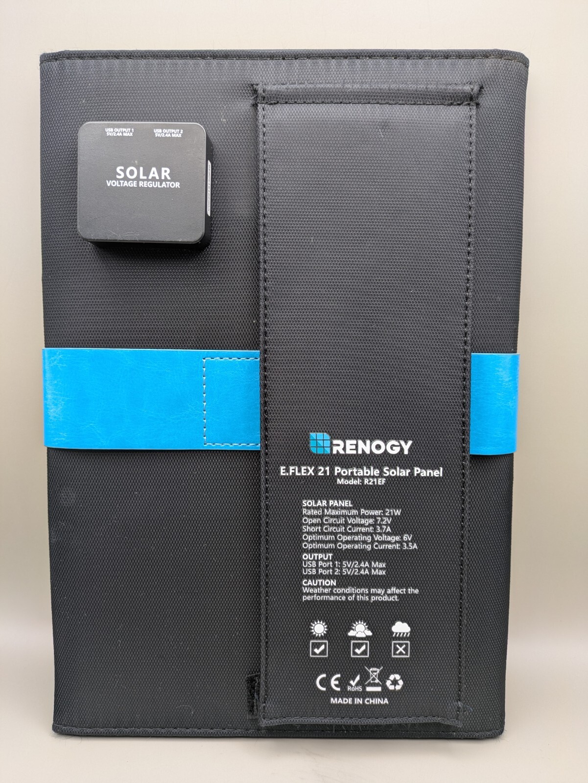 Renogy E.FLEX 21 Watt Foldable Portable Solar Panel w/Kickstand, Black (Used)