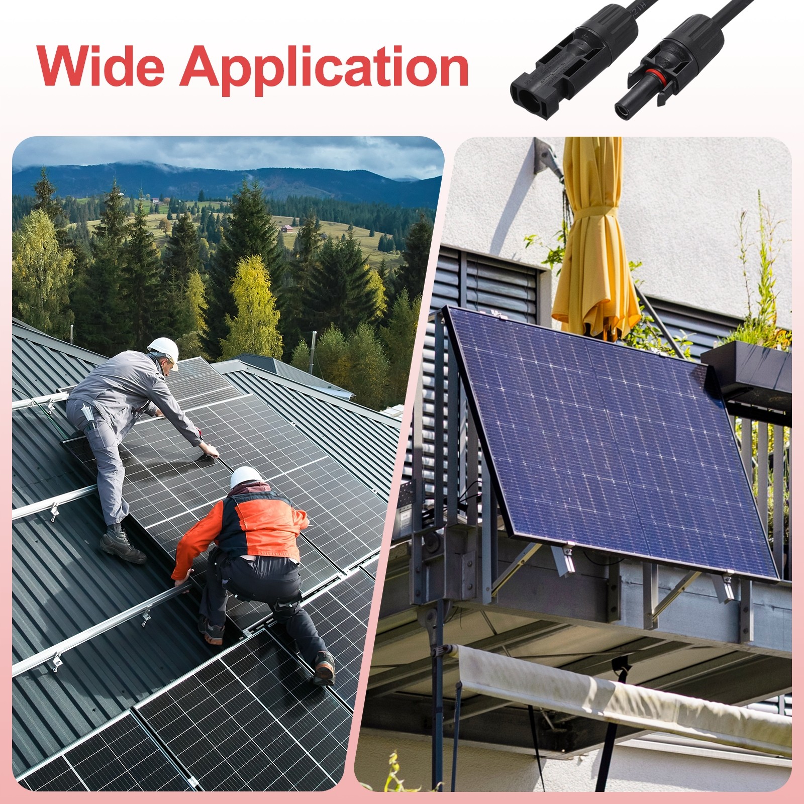 Solar Panel Connector Y Branch 2 to 1 Parallel Solar Panel Splitter 2 Way