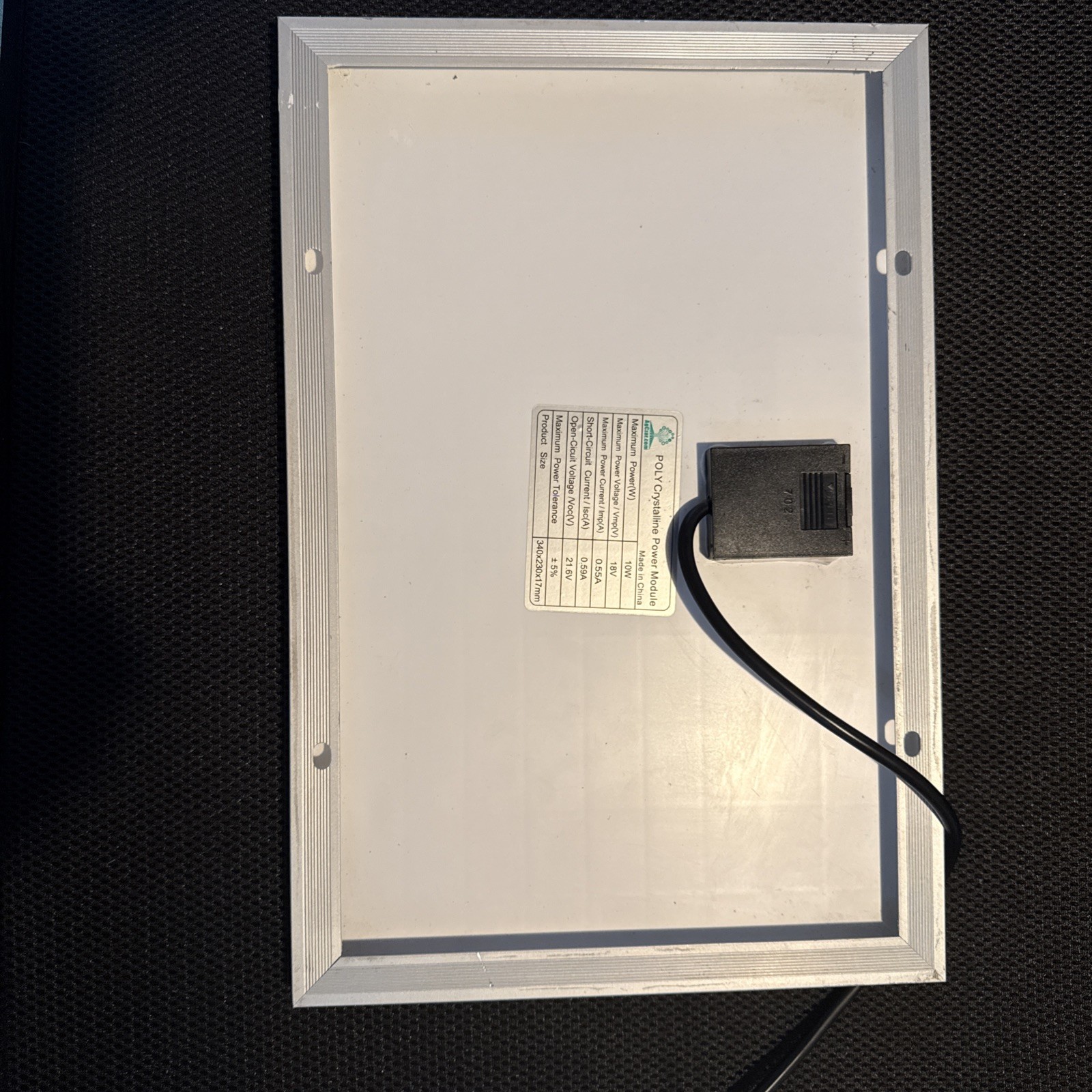 NEW small solar panel 18v 10Watt Aluminum frame, with 4 mounting holes