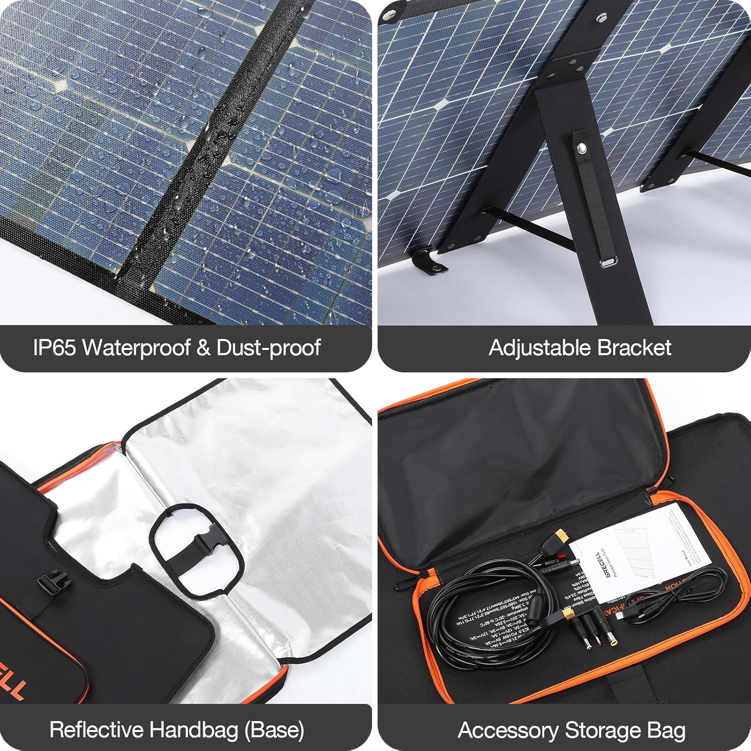 GRECELL 120W Portable Solar Panel for Power Station, 24% High Efficiency Bifacia