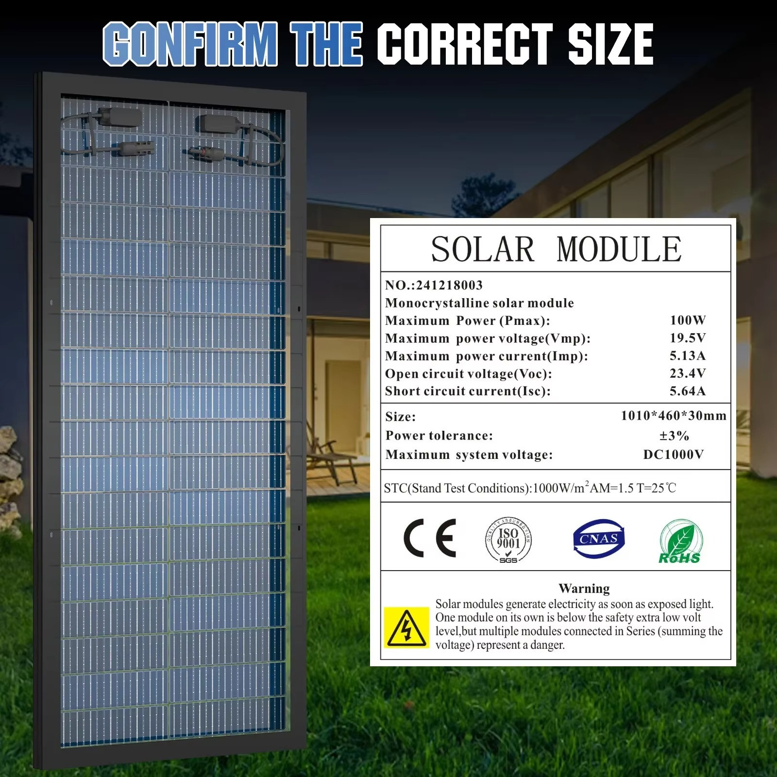 Double Sided Monocrystalline Solar Panels 400w 200w 100w 12V 18BB Cells