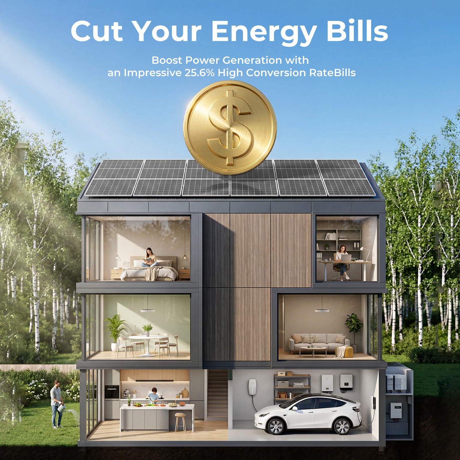 200W N-Type Solar Panel 16BB 25.6% High Efficiency Marine Off-Grid Power Systems