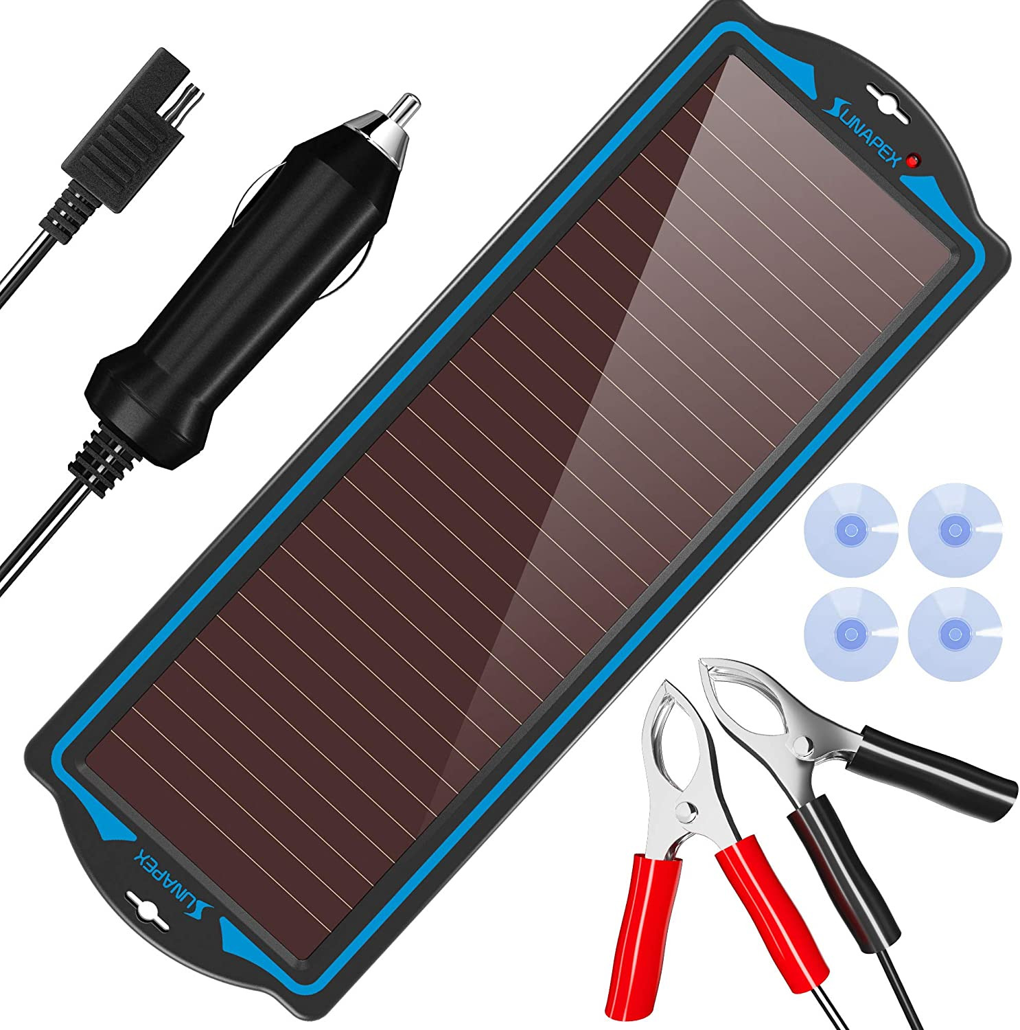 SUNAPEX 12V Solar Trickle Charger,Battery Charger,Battery Maintainer Portable Po