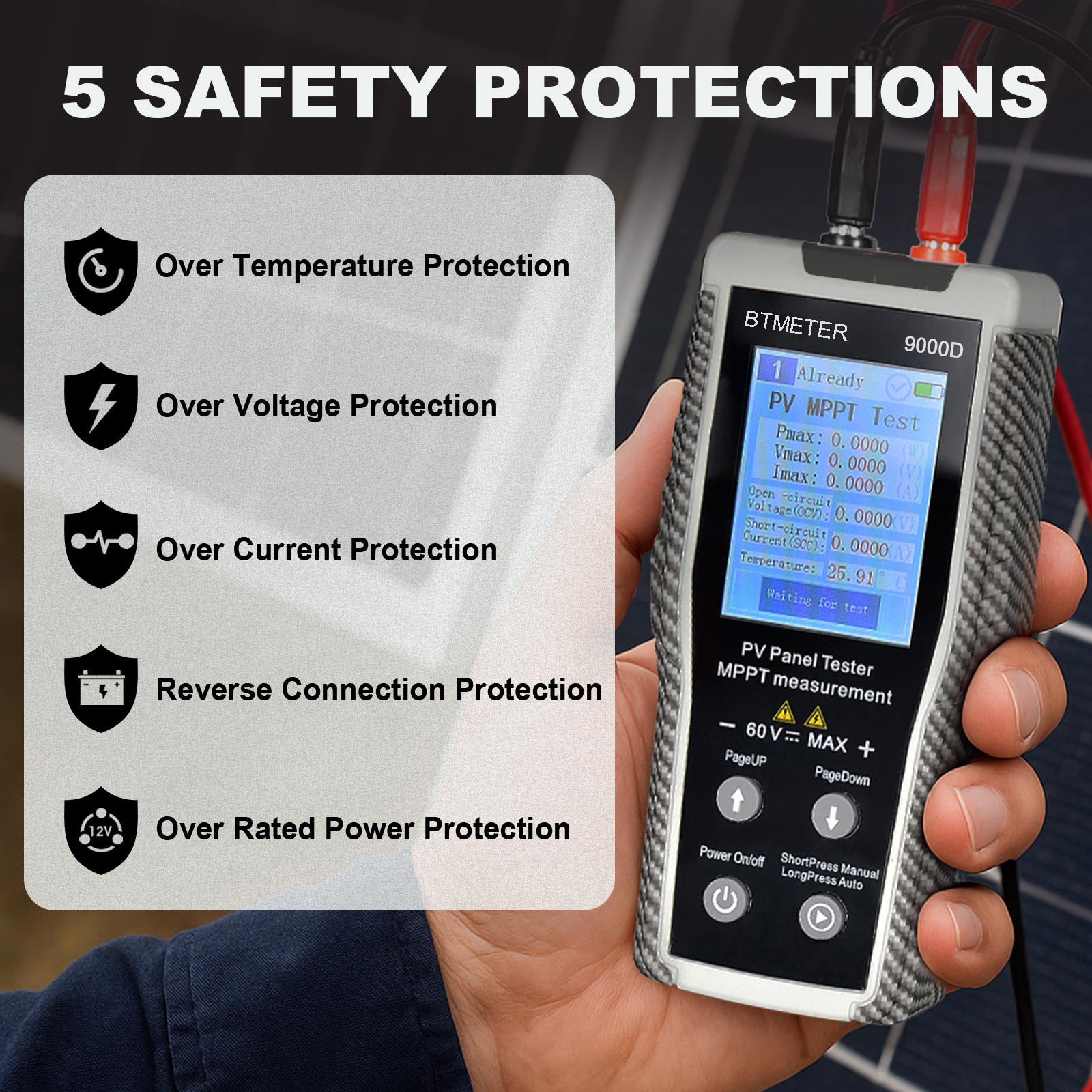 MPPT Solar Photovoltaic Panel Tester LCD Digital Display 800W 0-60V 0-35A MC4