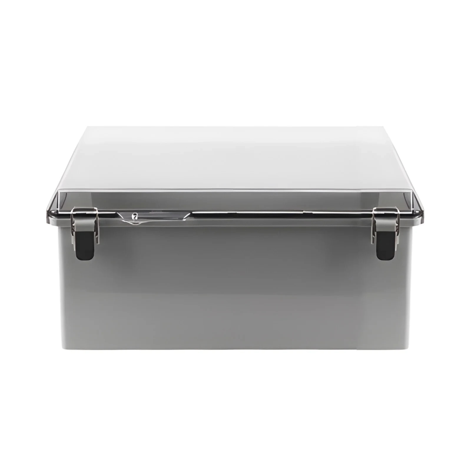 IP66 Enclosure Junction Box 300x200x130 ABS Plastic Hinged Clear Cover, Gray Box