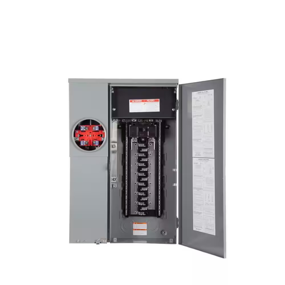 Homeline 200 Amp 30-Space 42-Circuit Outdoor Ring-Type Surface Mount Solar-Ready