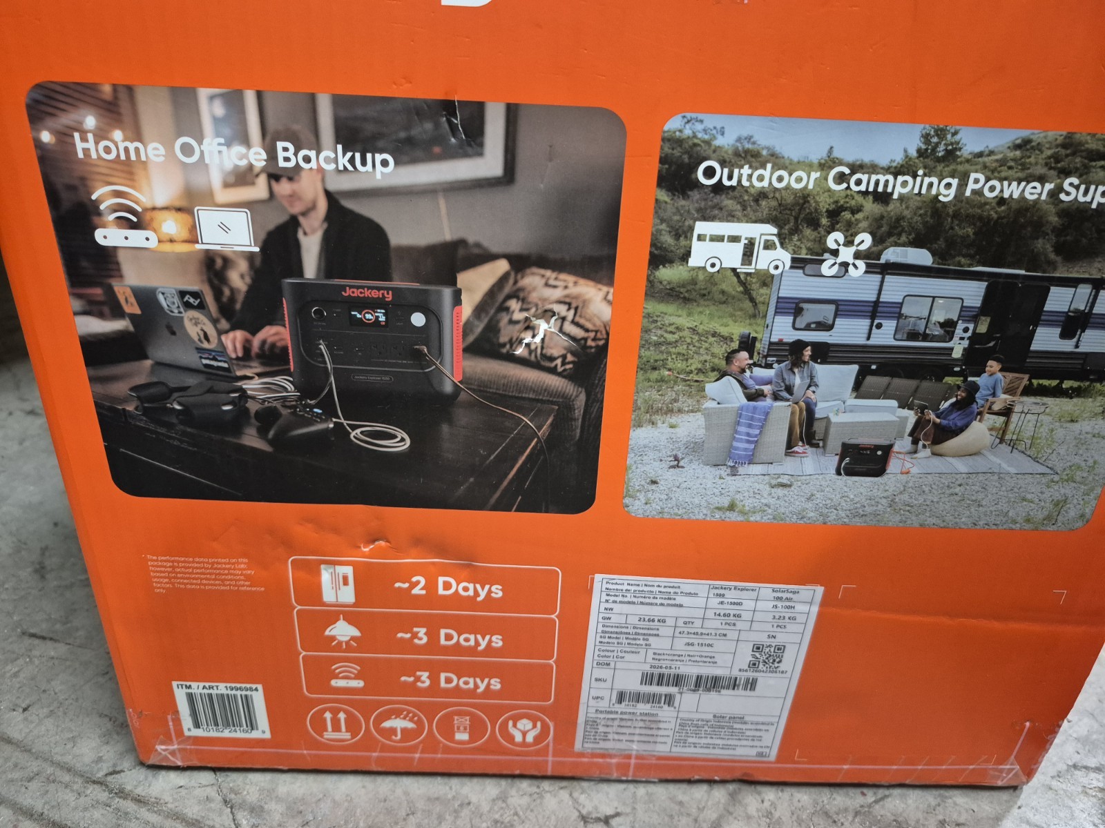 Jackery Explorer 1500 v2 Solar Generator with 100 Air Solar Panel