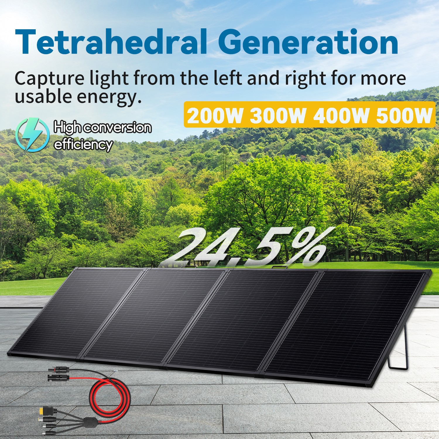 500W 400W 300W 200W Foldable Portable Solar Panel ETFE Solar Charger for Camping