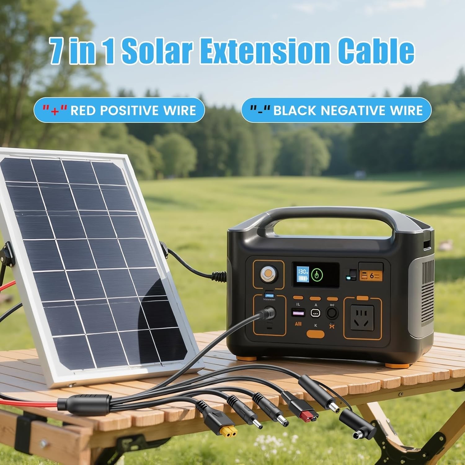 7-in-1 Solar Panel Adapter Connectors,3.6 Feet Universal 12AWG MC4 Cable to D…