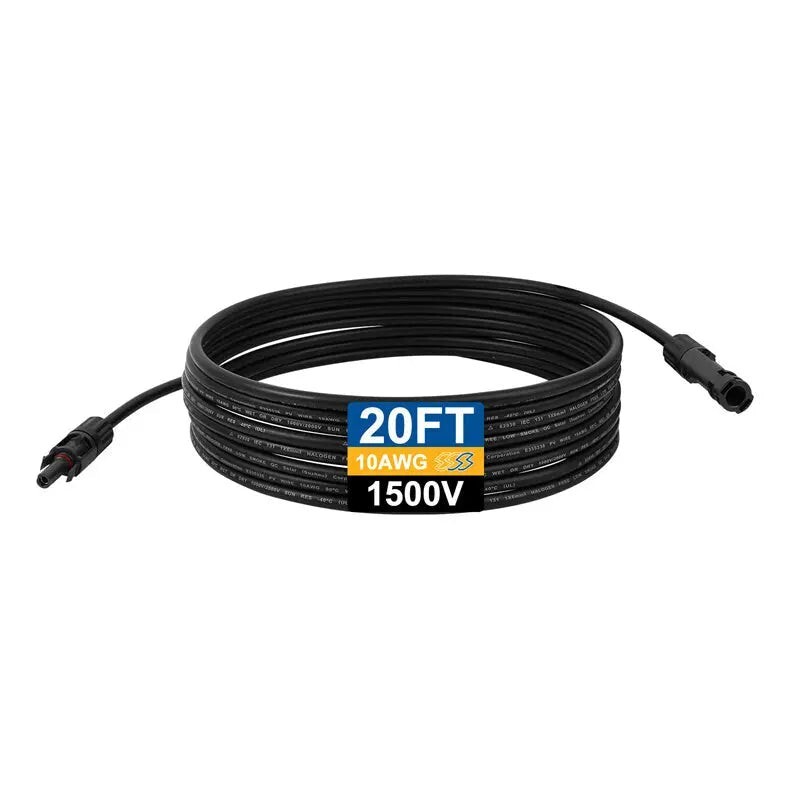 UL & TUV 1500V PV Extension Cable – 10AWG 10-30ft / Single Piece Wire