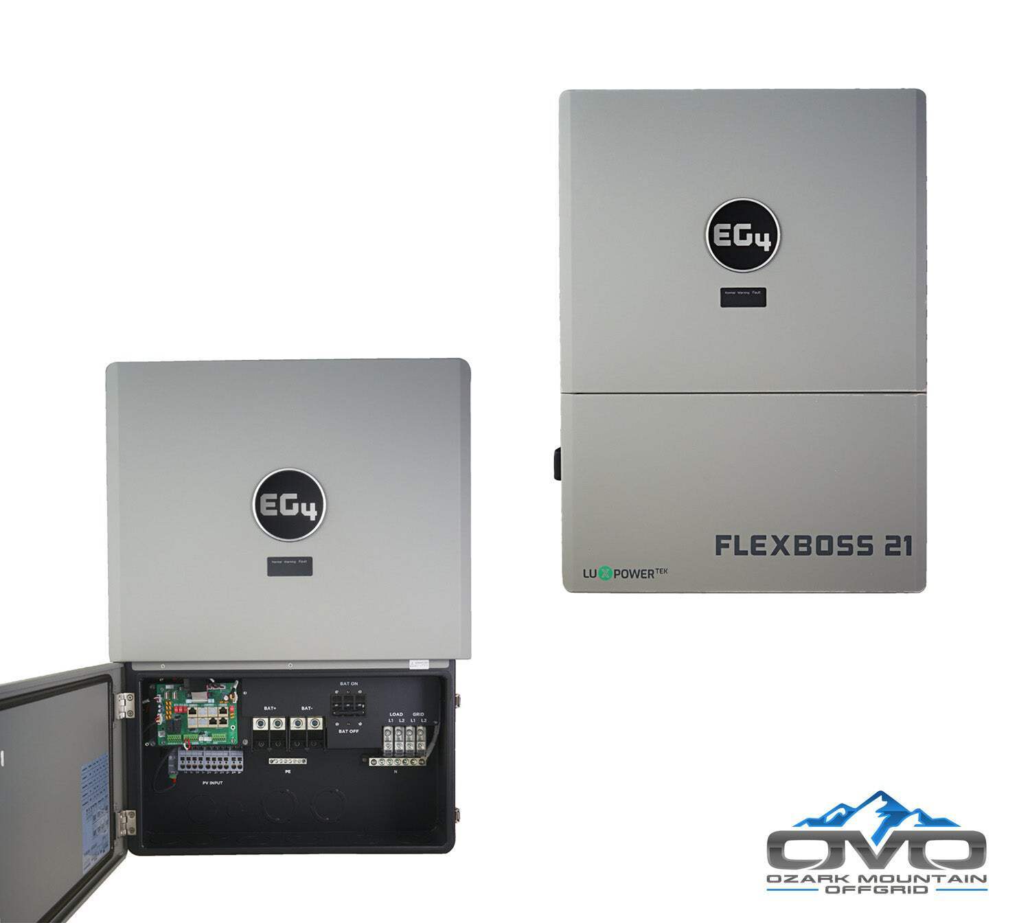 30KW Complete Offgrid Solar Kit + EG4 FlexBOSS21 + 2x 32KW OMO 48V Freedom Serie