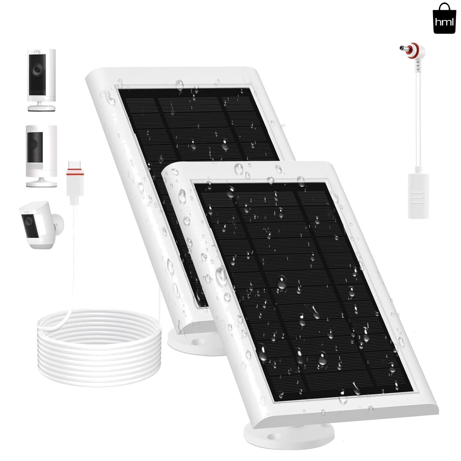 Solar Panel for Ring Camera2nd Generation, 2 Pack 5W Solar Panel with 10FT/3M…