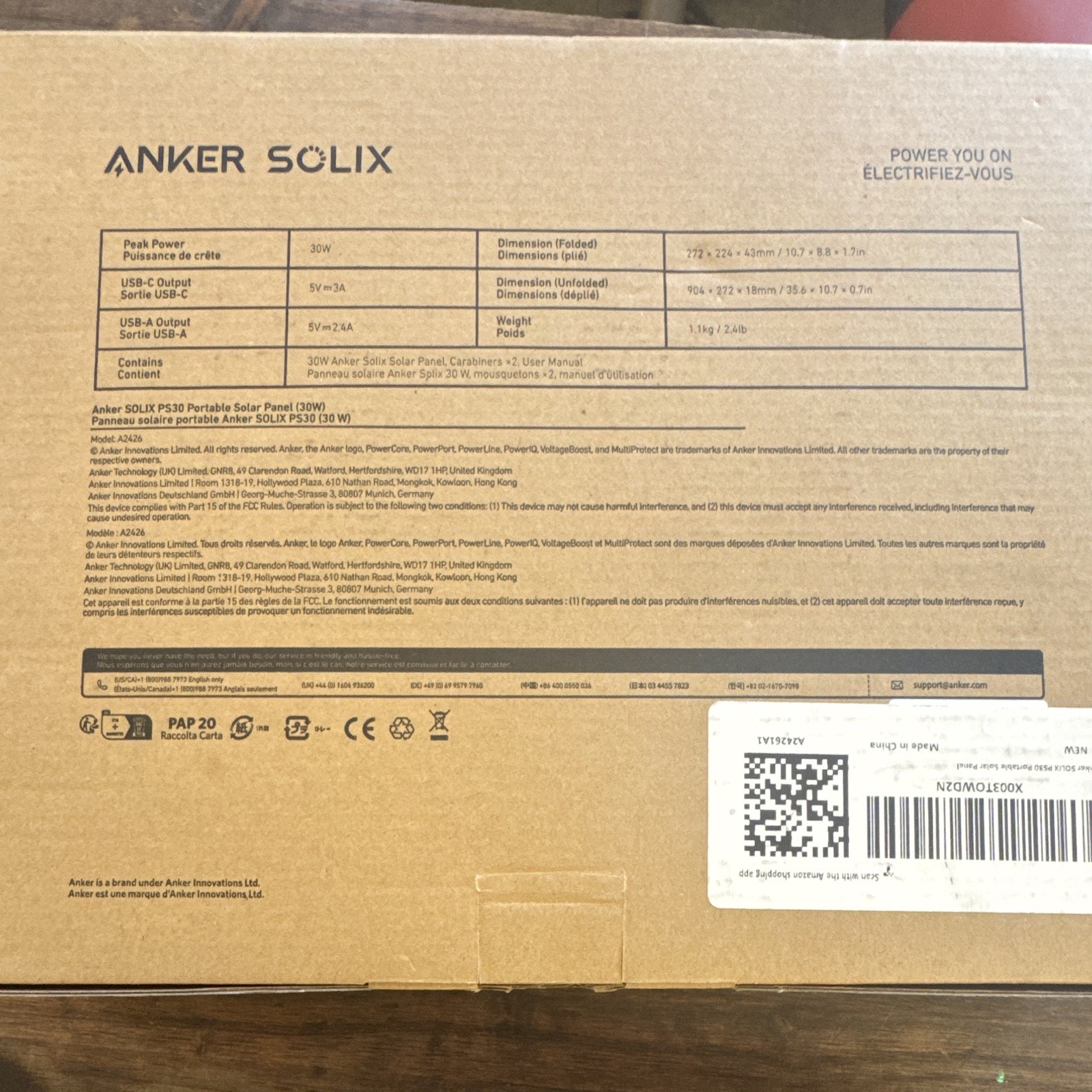 Anker SOLIX PS30 30W Foldable Monocrystalline Solar Panel USB-C Camping