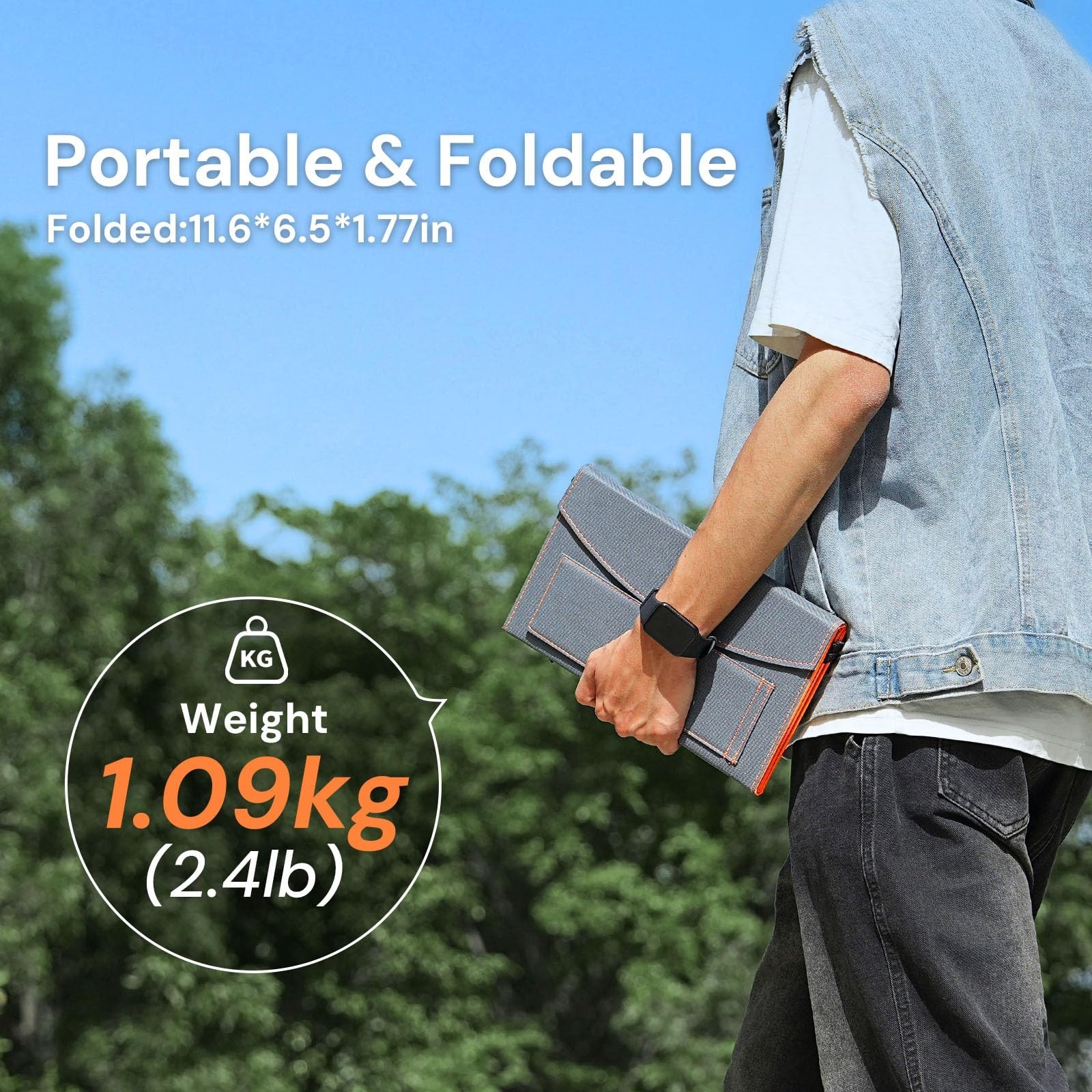 30W Portable Solar Charger, USB & Type-C Outputs, Fast Charge 2 Devices, IP67 Wa