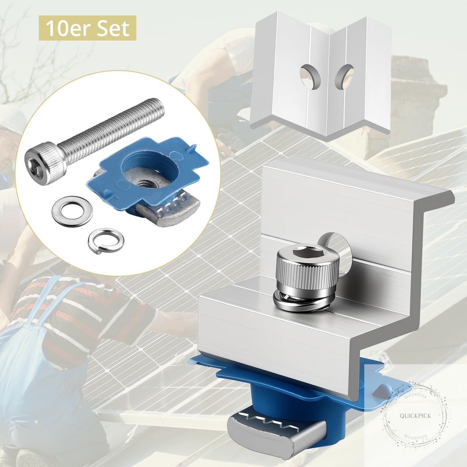 10pcs Solar Panel End Clamp for Standard Unistrut Aluminum 30mm/35mm Solar Panel