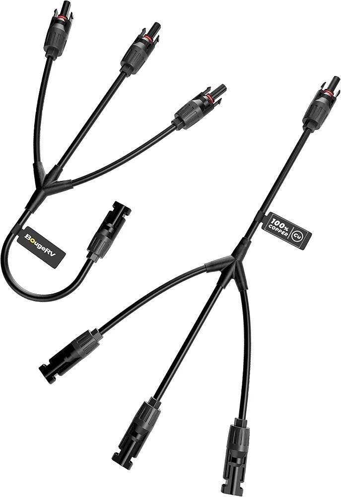Bougerv Solar Y Branch Solar Panel Parallel Connectors (M/FFF and F/MMM)