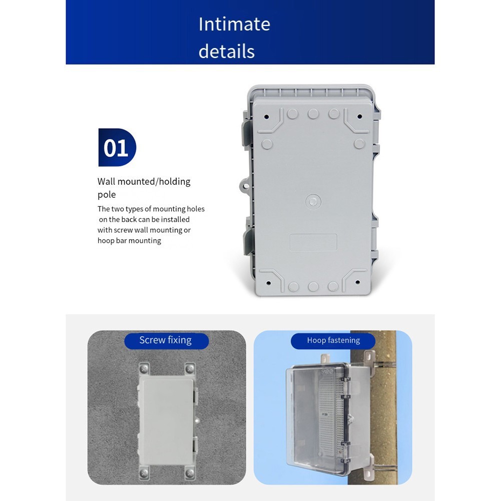 Clear Cover Waterproof Junction Box IP66 Rated 220x170x110mm for Electrical Use