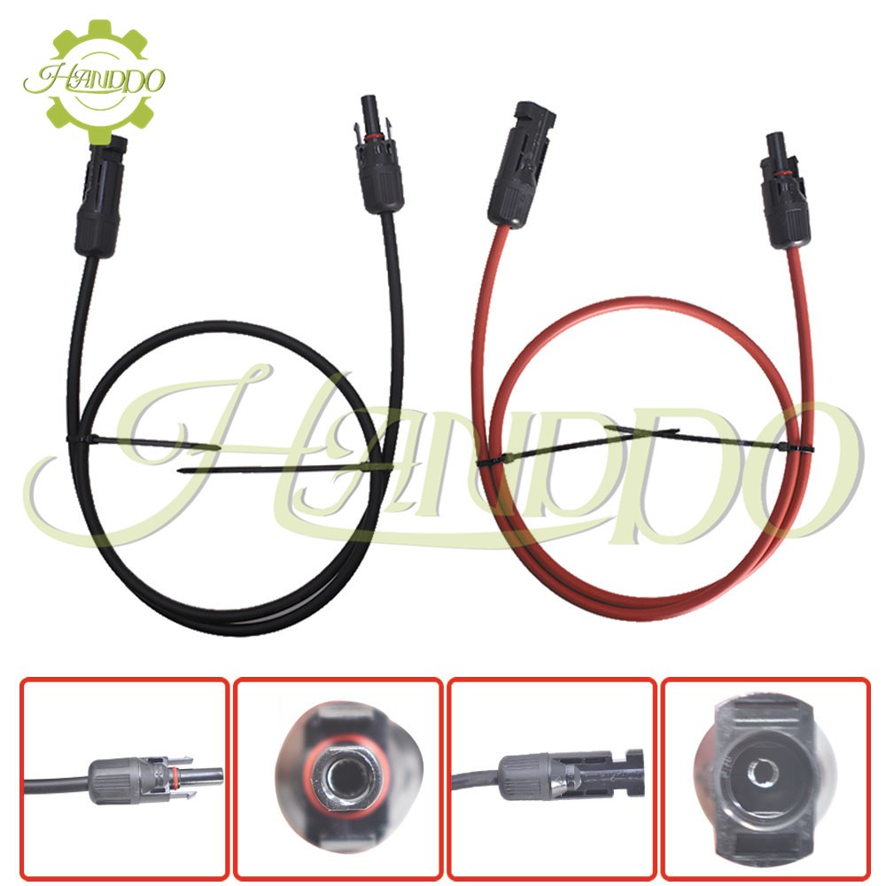 1 Pair Black + Red Solar Panel Extension Cable Wire Connector 12/10 AWG